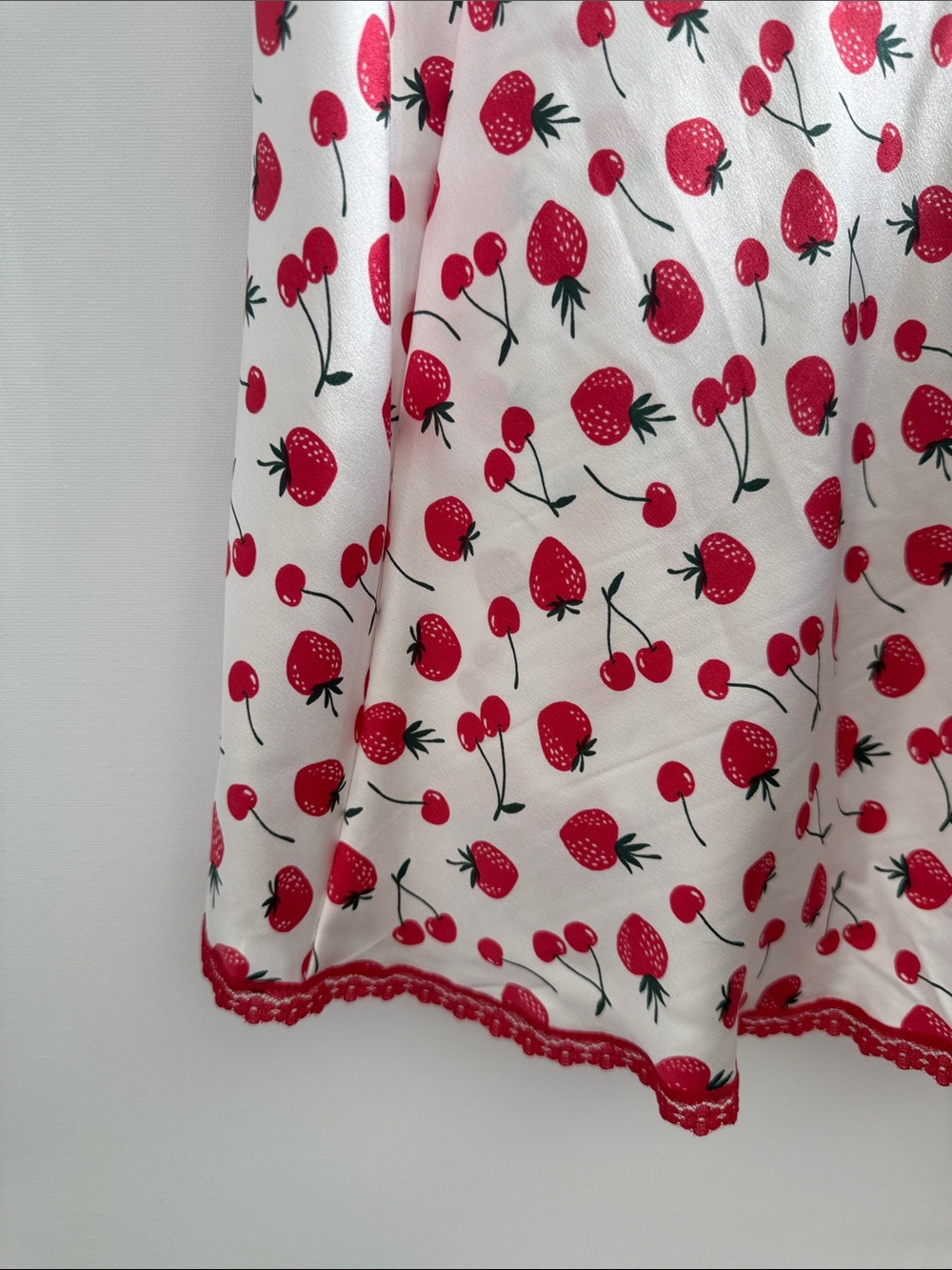 VS PINK by Frankie's Bikinis Slip Dress Red Strawberry Print & Lace Trim - Picture 4 of 7